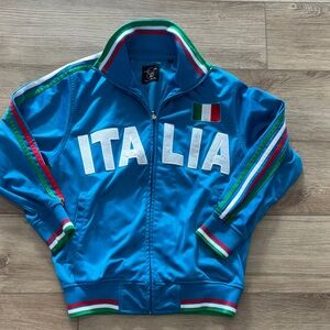 Futbol Italia Jacket Blue Activewear Unisex Zip Pockets Italy Soccer Size xsmall